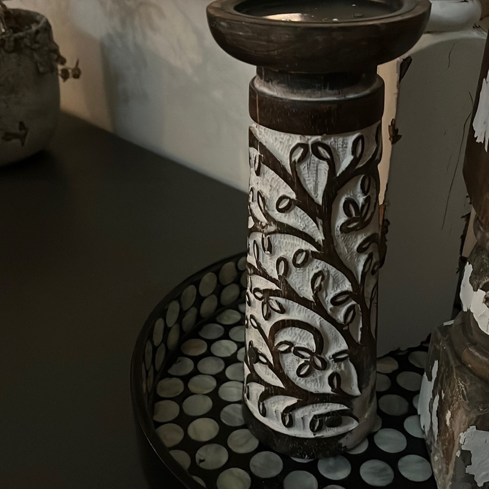 Austen-HOLD candle stick holder wooden 6” tall